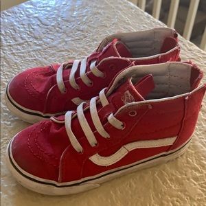Boys High top red vans Sz 9